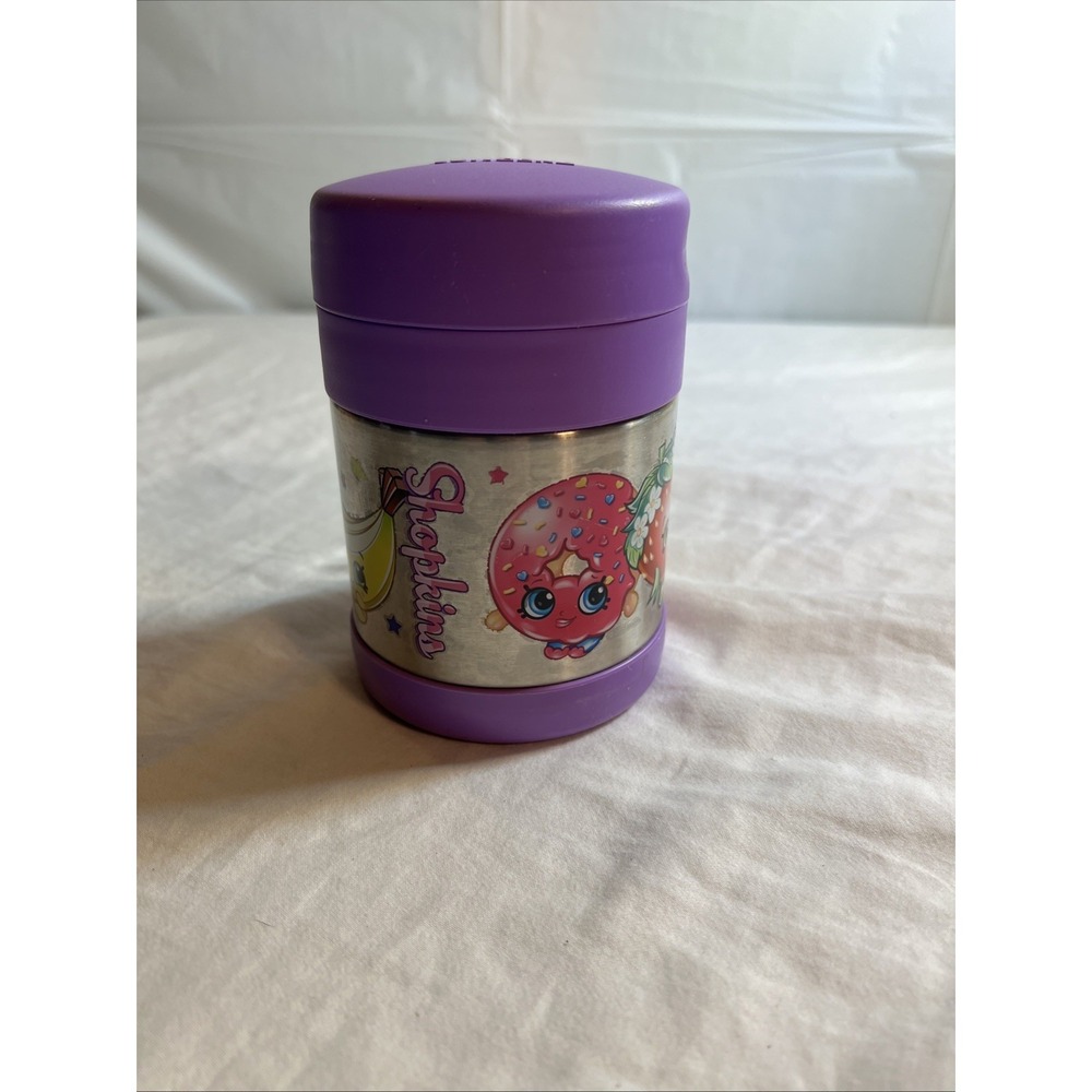 Shopkins Thermos 8 oz Stainless Steel Girls Purple Pink Food School Lunch